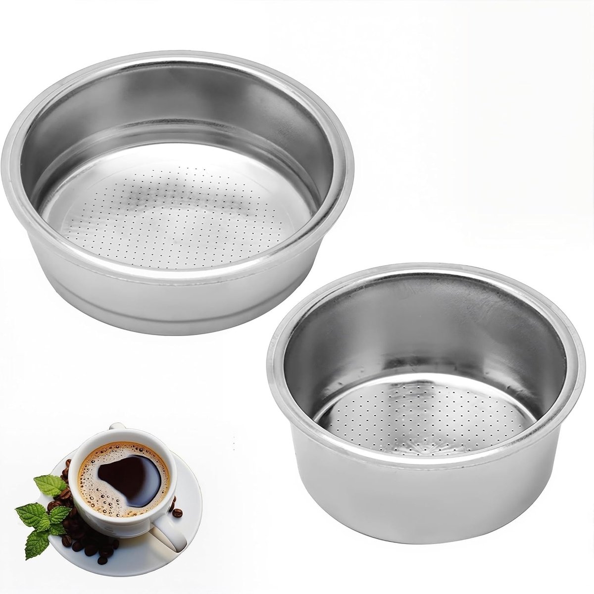 Thijox - 2 Stuks 51 mm Koffiefiltermand Roestvrij Staal - Herbruikbaar Koffiefilter voor Koffiezetapparaten Onder Druk - Duurzaam en Efficiënt - Voor