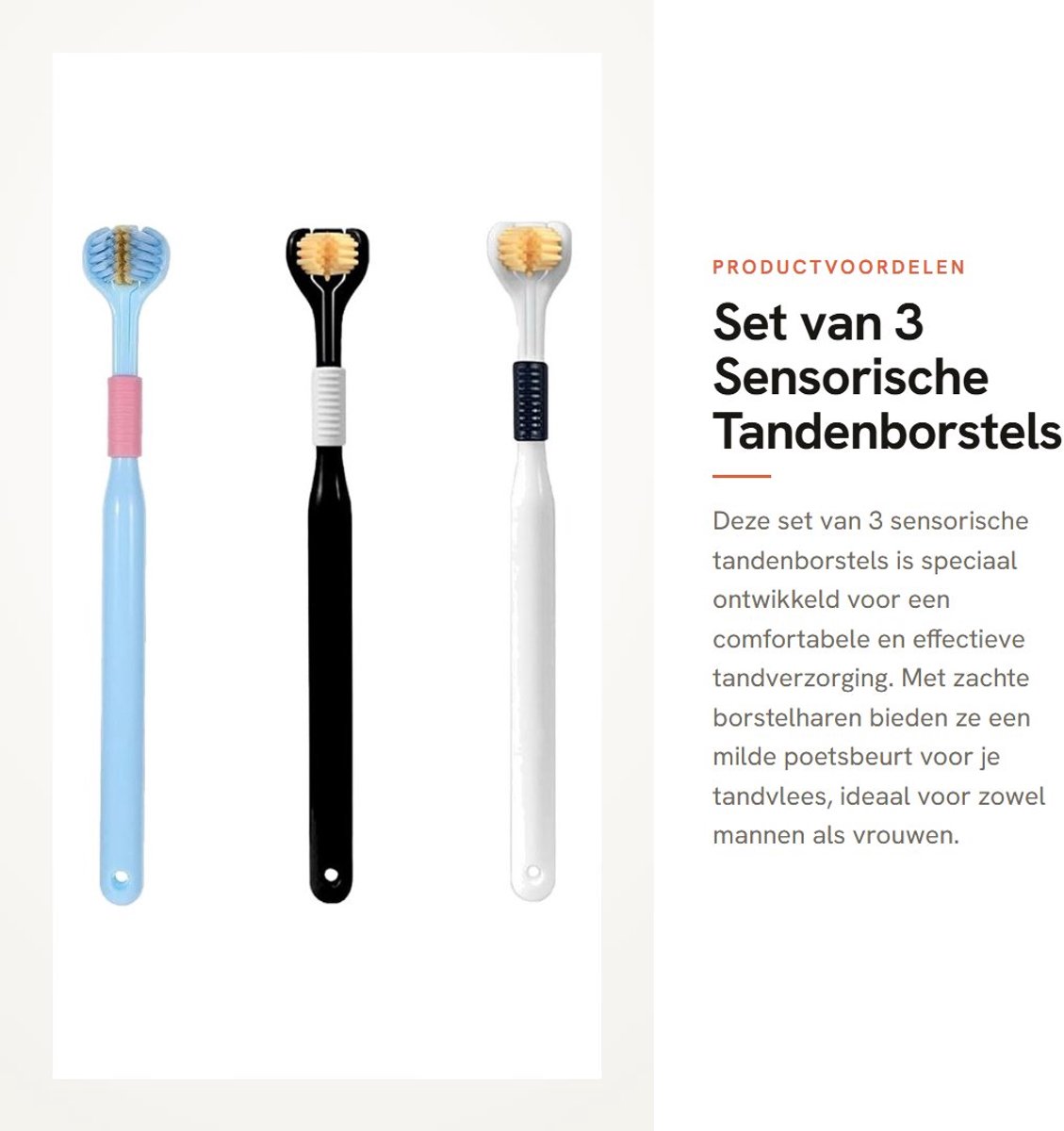 Dailygoods- Tandenborstel Driezijdig Design - 3 Stuks - Duurzaam Polypropyleen - Zachte Borstelharen - Comfortabele Poetservaring - Voor Volwassenen - Mondverzorging