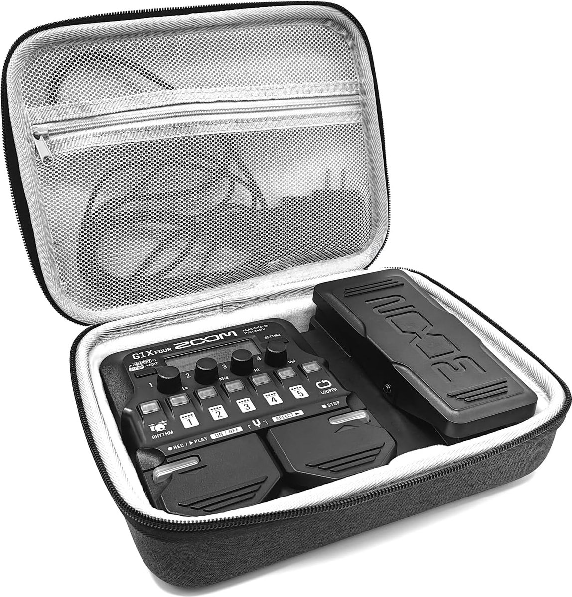 Thijox - Premium Velvet HardCase voor Zoom G1X Four, B1X, A1X Gitaar en Bas Multi-Effects Pedalen, Grijs, Bescherming, Duurzaam, Perfect voor Muzikant