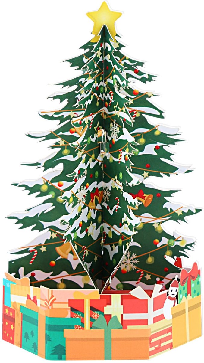 Dailygoods- Kerstkaarten Pop-up - 3D Wenskaart - Klein Kerstboom - Envelop - Tafeldecoratie - 14,5 x 7 cm