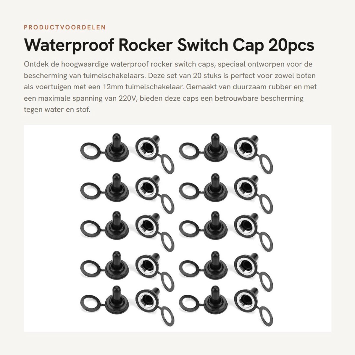 Dailygoods - Waterproof Rocker Switch Cap - 20pcs rubberen kap - bescherming voor tuimelschakelaars - geschikt voor 12mm - ideaal voor boten en voertu...