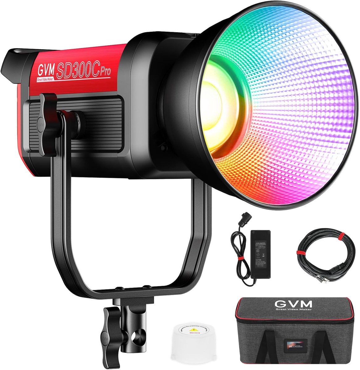 Thijox - GVM 300C RGB Videolamp 300W Bowens LED Studiolamp 2000K-10000K voor YouTube Filmen, DMX, 48200 Lux/m, 16 Lichteffecten, RGB Videolicht