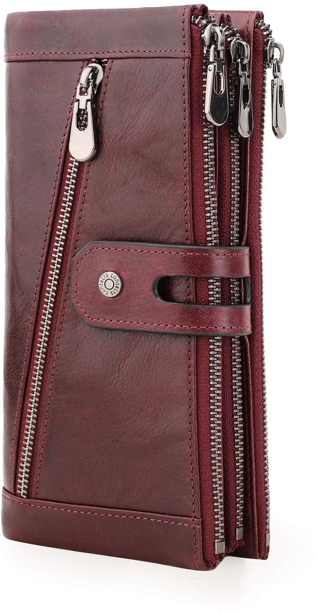 Dailygoods - Echt Leren Rits Portemonnee voor Dames - Telefoon Clutch en Kaartportemonnee