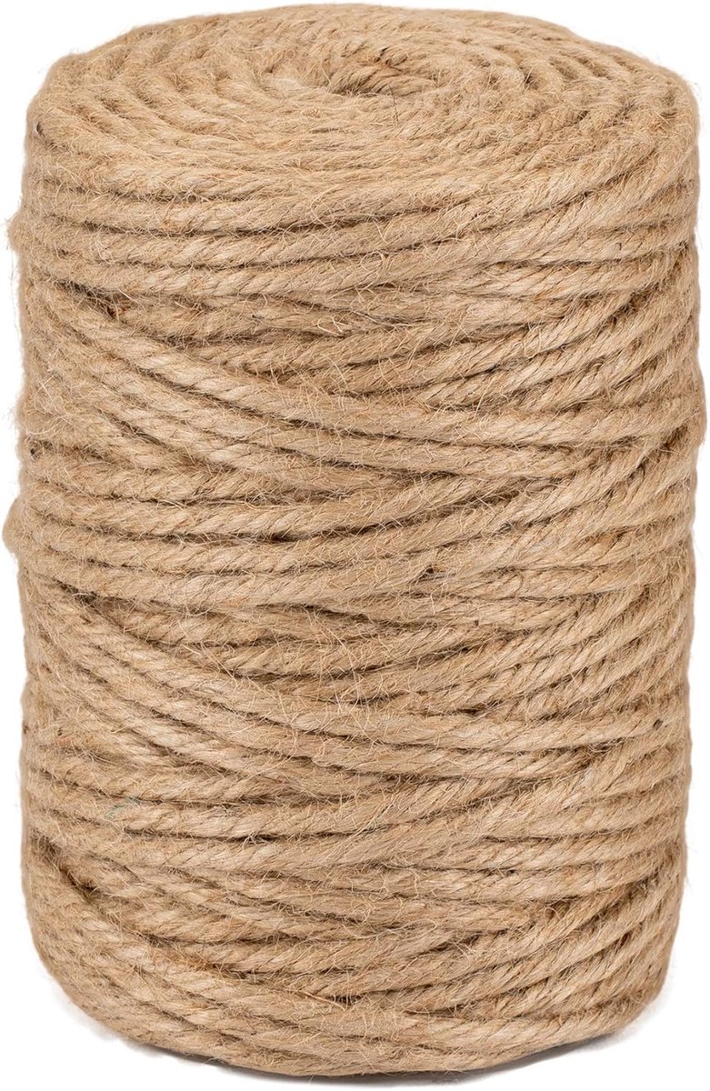 Thijox - Jute Koord Ø 5 mm - Natuurlijk Jute Touw - 100 m - Voor Tuinieren, Decoratie, Knutselen, Verpakken, Scrapbooking