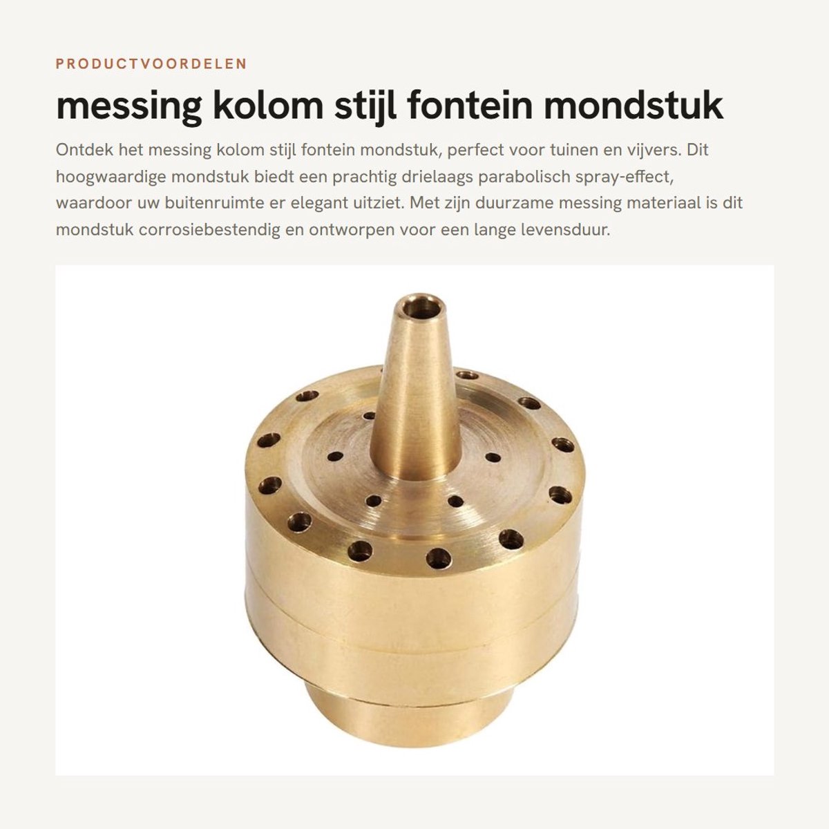 Dailygoods- Fonteinmondstuk Messing - Poreuze Sproeikop - Drielaags Spray-effect - Corrosiebestendig - Diverse Maten - Duurzaam Materiaal