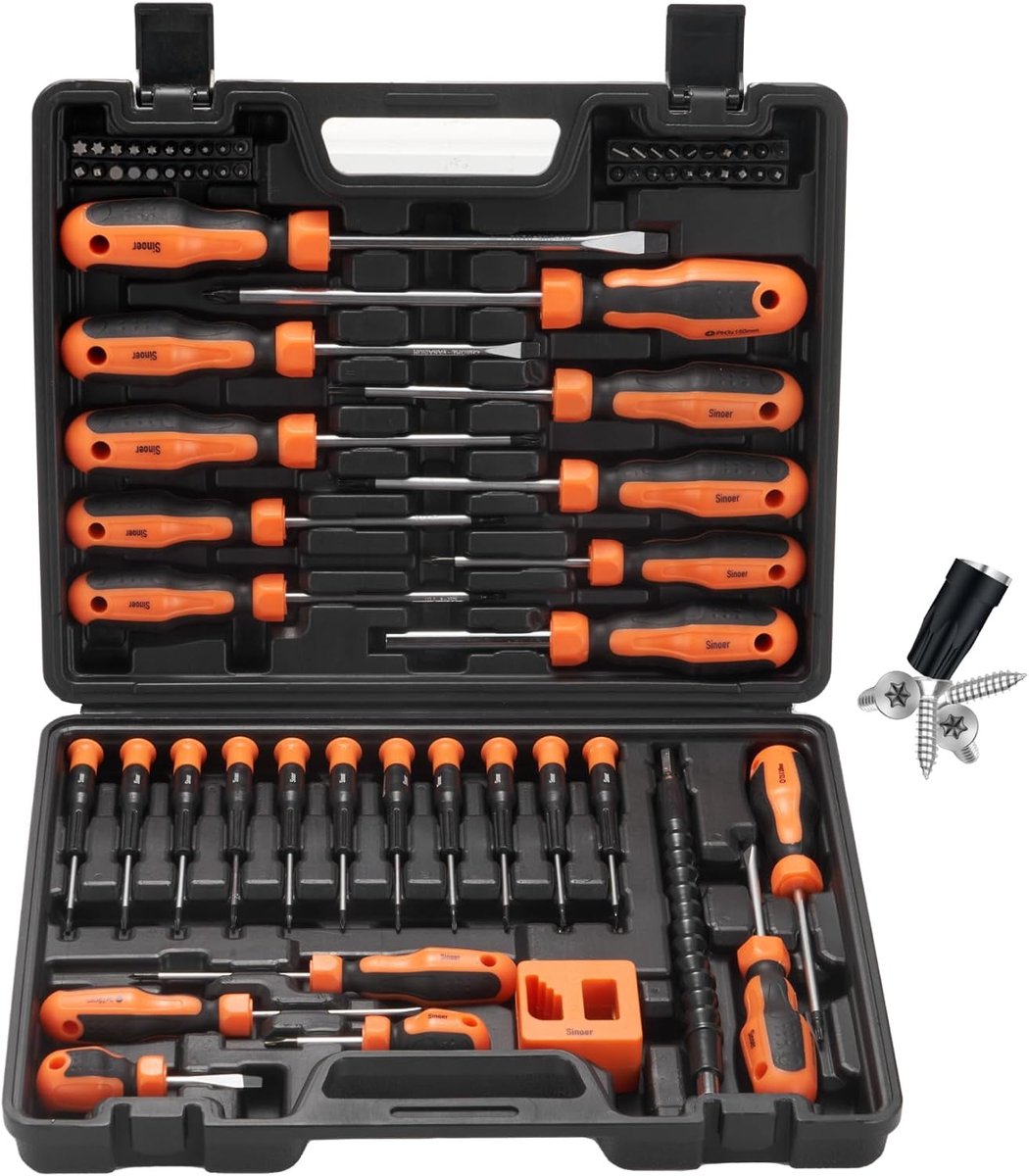 Thijox - 70-delige magnetische schroevendraaiers set met koffer, precisie schroevendraaier kit voor sleuf, Phillips, Torx, Hex, vierkant, Pozidriv, ge