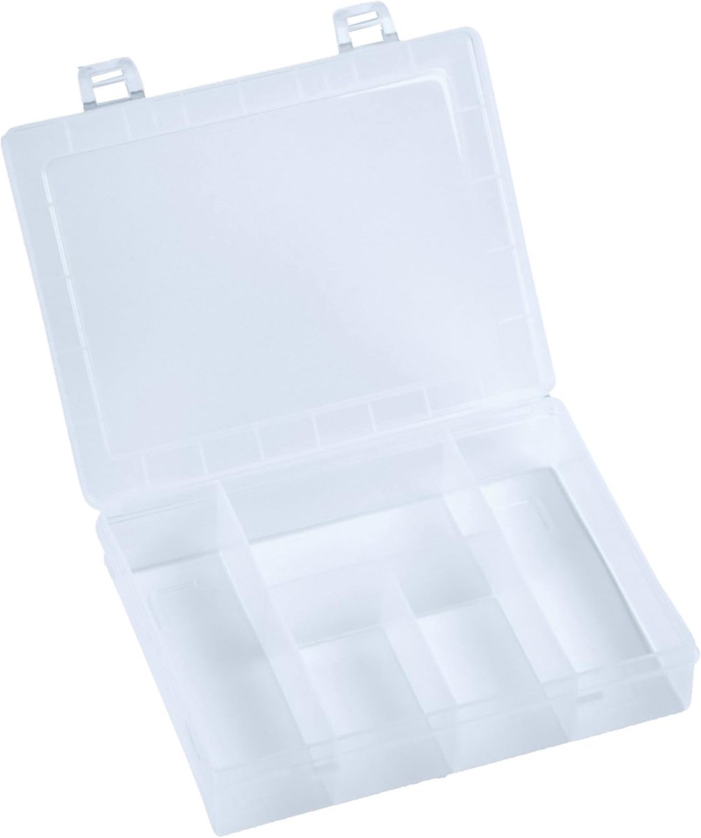 Thijox - PP-Eco Mini Assortimentsdoos met 5 Vakken, Stapelbare Sorteringsdoos voor Schroeven en Kleine Onderdelen, Transparant, 14 x 18 x 4 cm, Ideaal