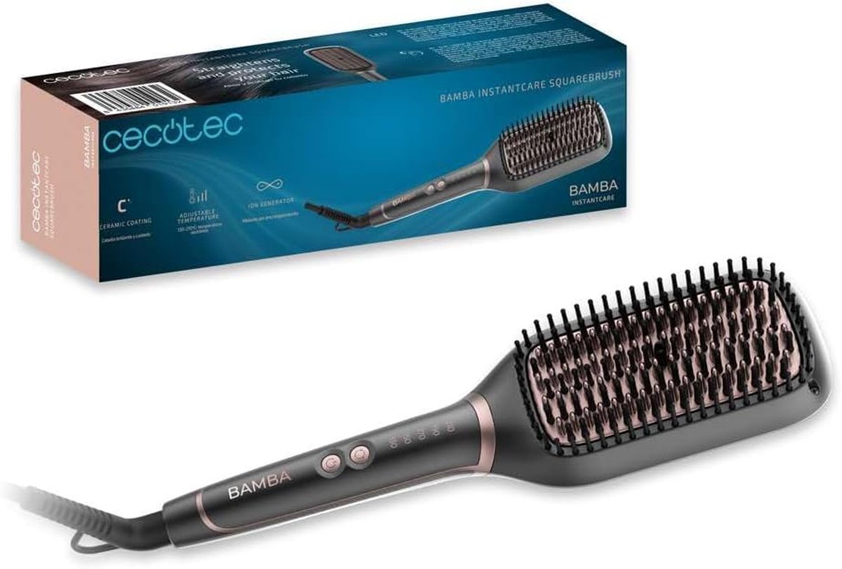 Thijox - Elektrische Stijlborstel Vierkante Vorm - InstantCare SquareBrush - 50W - Instelbare Temperatuur 130-210°C - Keramische Coating - Ionengenera