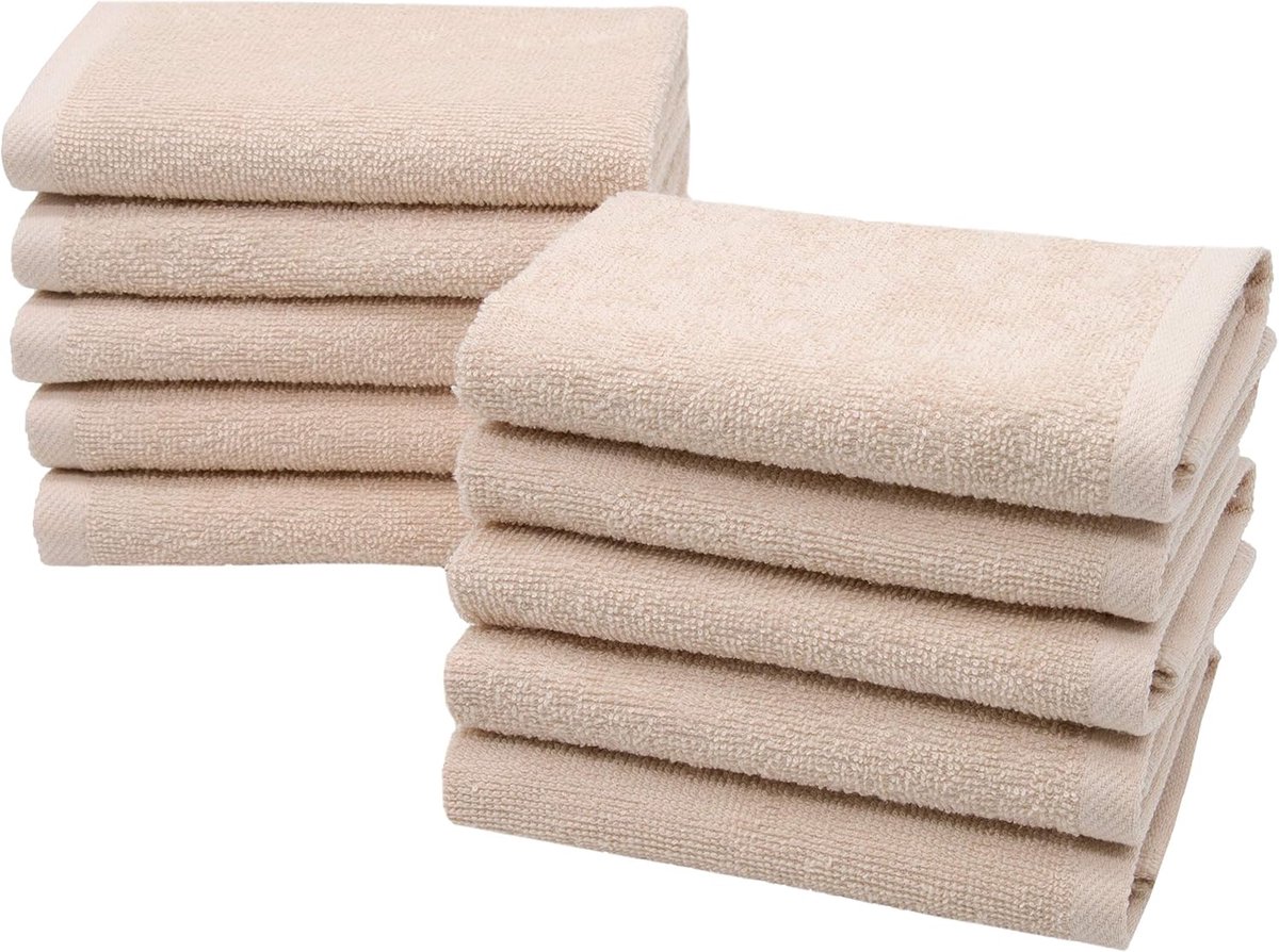 Thijox - Set van 10 Zeepdoeken Katoen 30x30 cm Beige - Duurzaam en Zacht voor Badkamer, Keuken en Babyverzorging - Perfect voor Dagelijks Gebruik