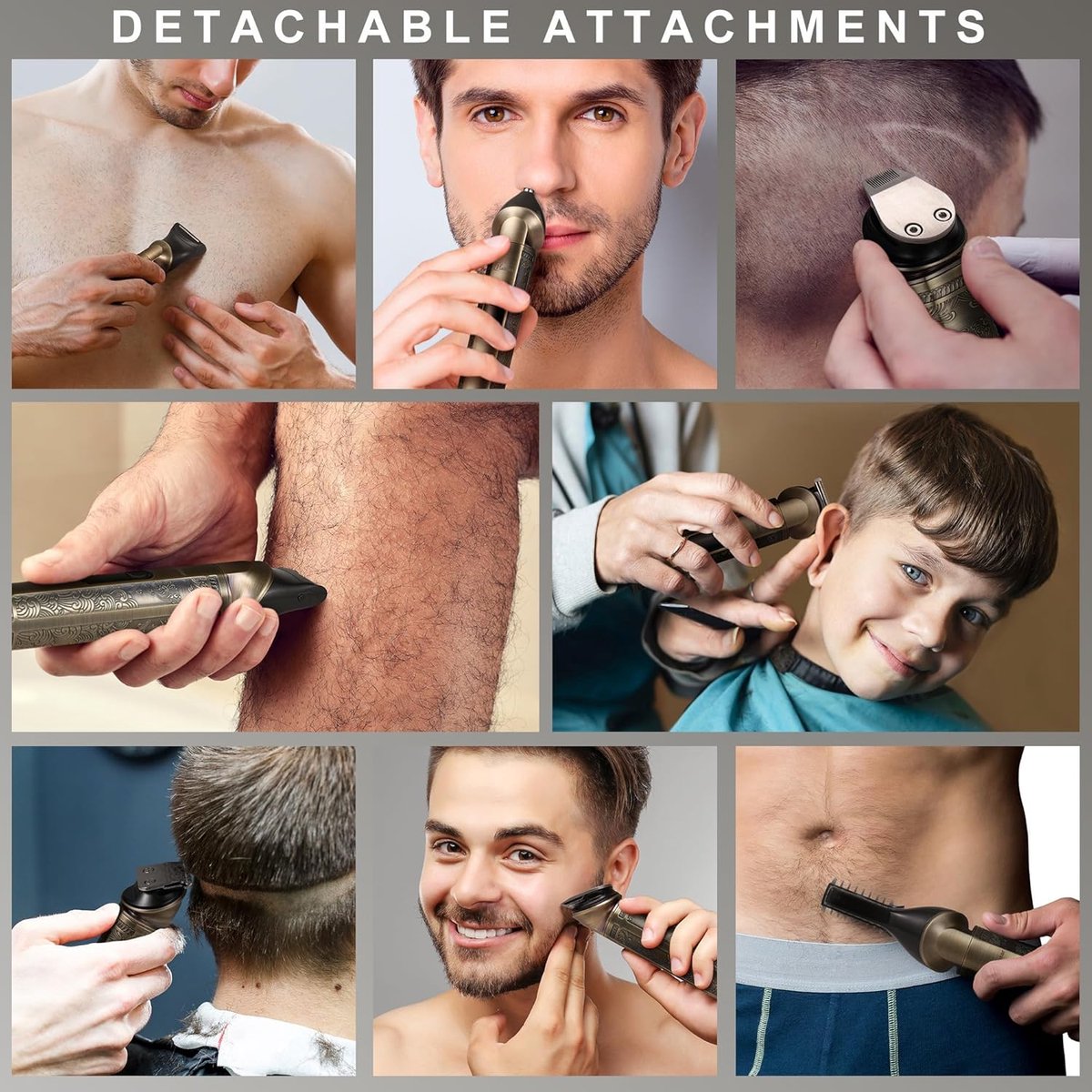 Thijox - Professionele Baard Trimmer Kit 8 in 1 met Zero Gapped T-Blade, Draadloze Elektrische Scheermes voor Gezicht, Baard, Snor, Neus, Oren en Lich