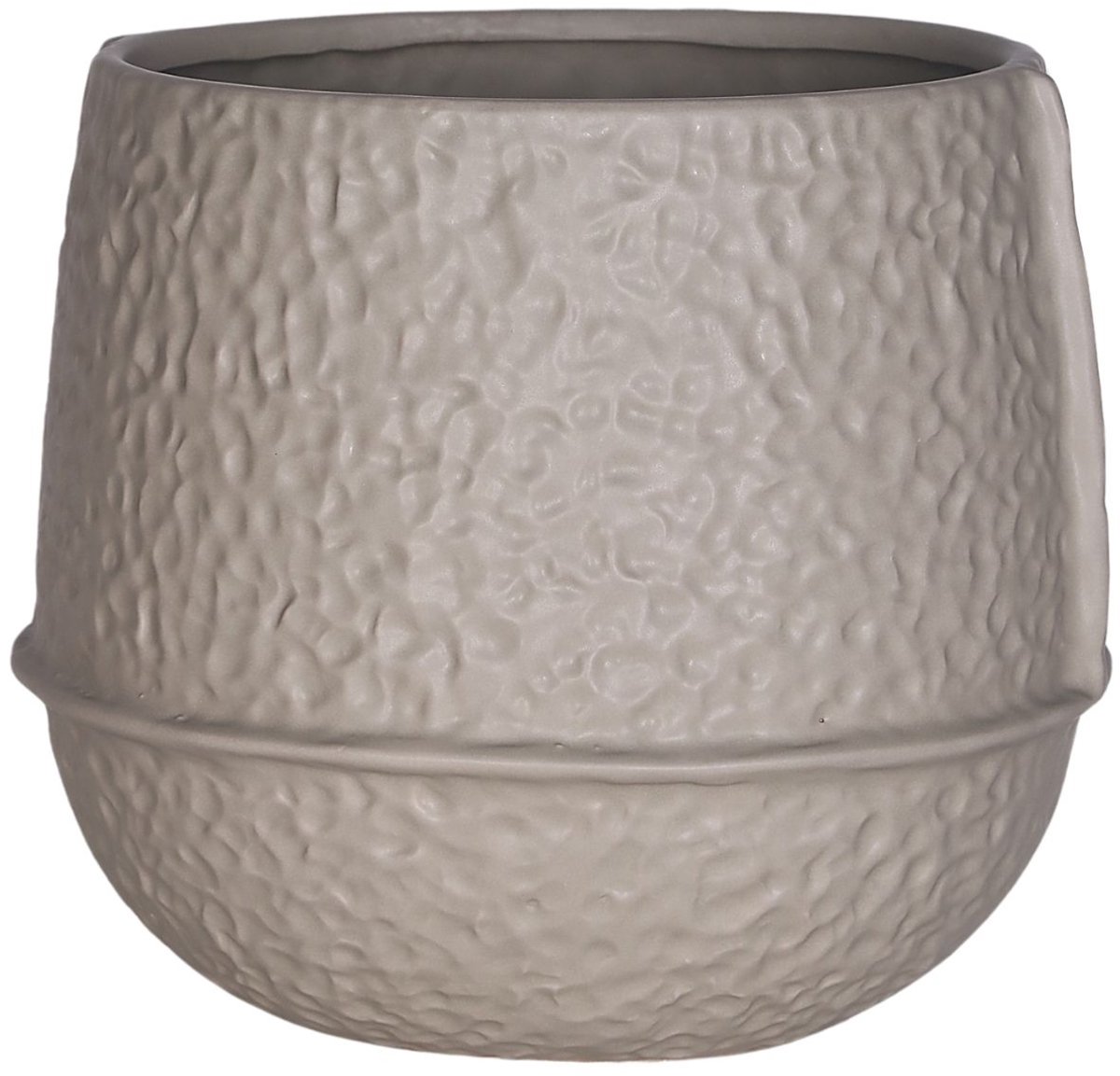 PTMD Mosa Grey Glazed Ceramic Round Pot Low Lines XXL