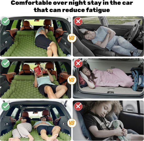 Thijox - Opblaasbaar matras voor auto en SUV, luchtmatras voor 2 personen, zelfopblazend luchtbed, camping slaapmat met voetpomp, 183 x 13 x 7 cm van Thijox — afbeelding 3