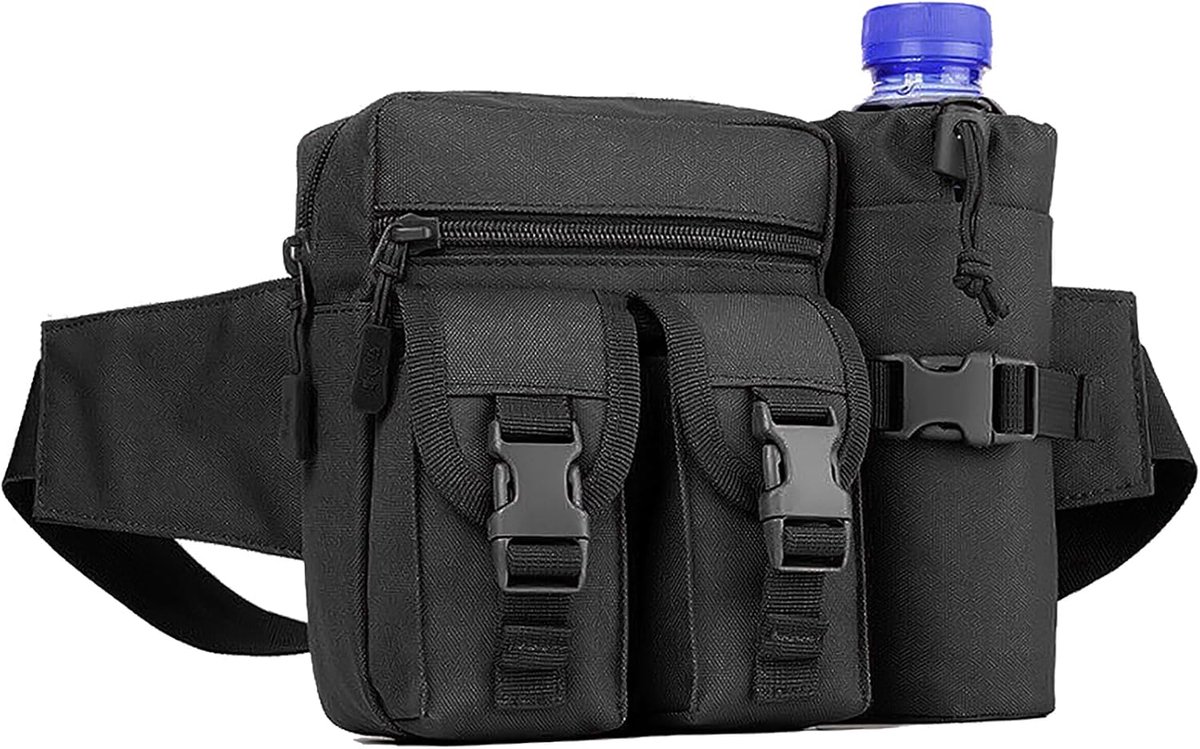 Thijox - Taeku Tactische Heuptas Waterdichte Molle Heuptas Riem Met Waterfleshouder Voor Outdoor Fietsen Wandelen Klimmen Zwart 600D Nylon Oxford