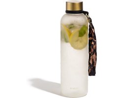 Thijox - MAMEIDO Drinkfles 1L met Tijdmarkering | Lekvrij, BPA-vrij, Draaglus, Geschikt voor Koolzuur, Ideaal voor Sport, Gym, Kantoor, Ivory Beige Go