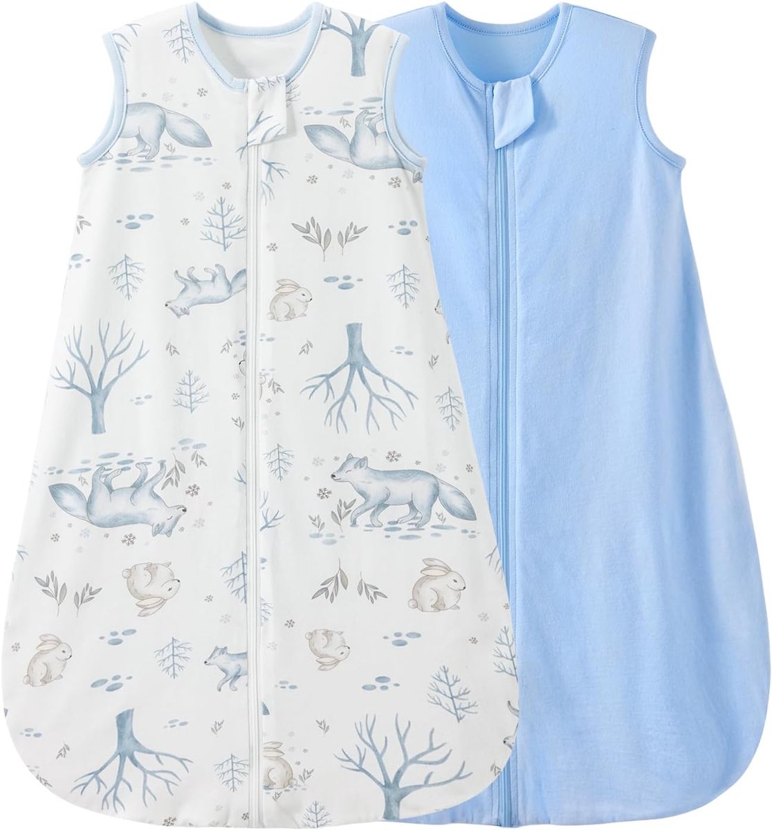 Thijox - Duomiaomiao Baby Slaapzak 2-Pack 1,0 Tog Draagbare Babydeken, 100% Katoen, Unisex Peuter Slaapzak voor Nieuwgeboren 18-36 Maanden, Konijn & V