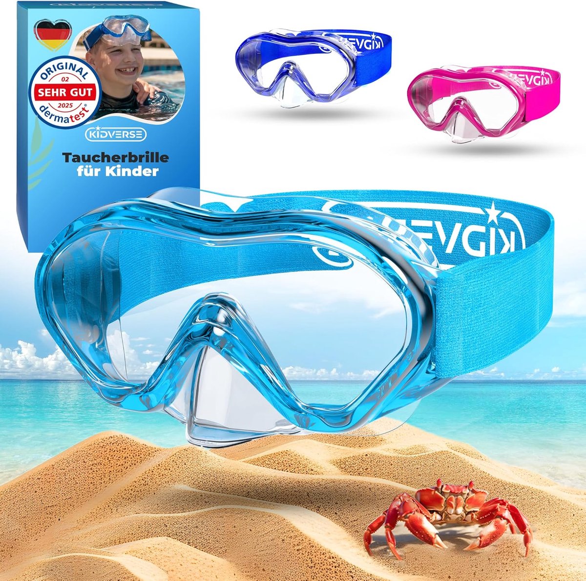 SnelShoppen - Duikbril voor Kinderen met Neus - Waterdichte Zwembril voor Meisjes en Jongens - Gecertificeerd Duikmasker voor Kinderen - Perfect voor
