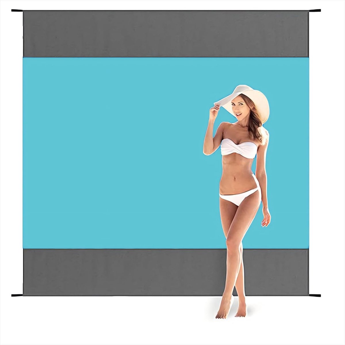 Thijox - Groot Strandlaken 210 x 200 cm - Waterdicht, Zanddicht, Sneldrogend - Perfecte Strandmat voor Camping, Picknick, Reizen - Inclusief 4 Haringe