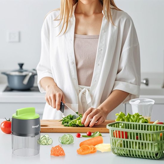 SnelShoppen - Groentespiraal, Courgette-Spaghetti Maker, Handmatig Gereedschap, BPA-vrij, Vaatwasmachinebestendig, 4-in-1 Courgette-Pastamachine voor — afbeelding 4