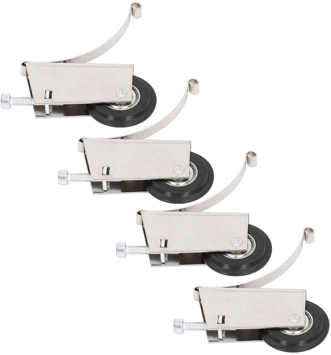 Stainless Steel Deurschuifhardware voor Kasten, 4-delige Set met Stille Rollen voor Keuken en Kledingkasten, 40mm Diameter, Ideaal voor Vervanging en Renovatie