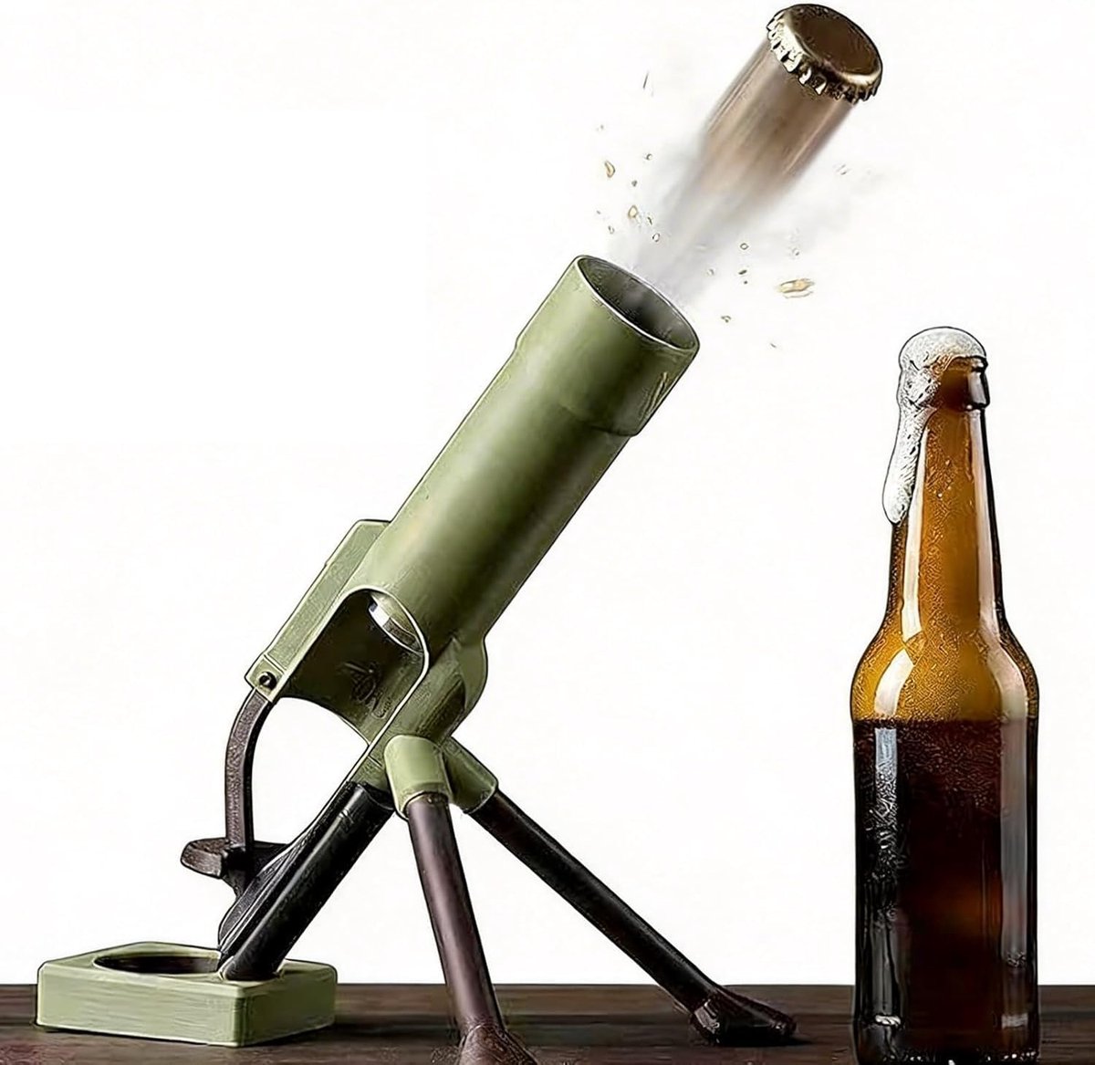 Thijox - Morter Flesopener met Kroonkurkuitwerper, Automatische Drukopenen, Kanonontwerp, Geschikt voor 300 ml Flessen, Ideaal voor Thuisbar, Feestjes