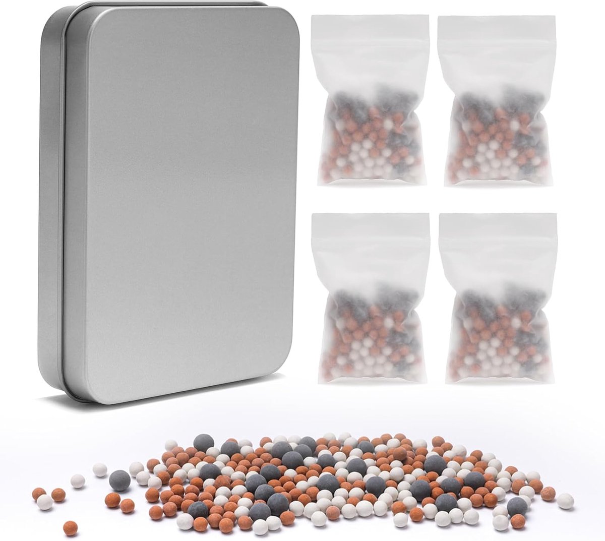 Thijox - Mineraalparels Navulset voor Handdouche, Antibacterieel Kalkfilter, Ionfilterend, Mineraliserend, pH-Huidneutraal, Douchekop Accessoire