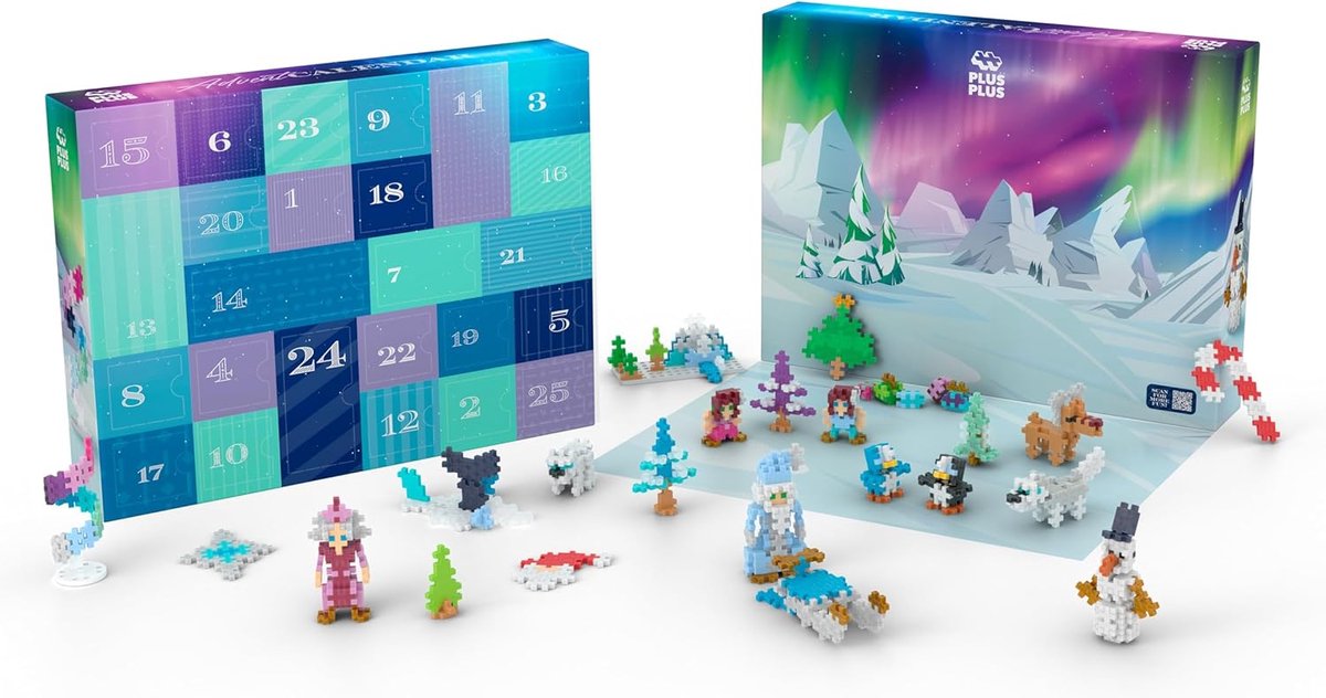 Thijox - Plus Plus Adventskalender - 25 Bouwsurprises voor Kinderen - Creatief Kerstavontuur met 600 Stukken - Voor Meisjes en Jongens vanaf 5 Jaar