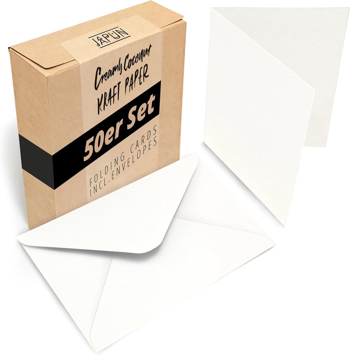 Thijox - 50 Vouwkaarten A6 met 50 Enveloppen C6 - Wit - Blanco Dubbele Kaarten 230 g/m² voor Schrijven en Bedrukken - Briefomslagen 120 g/m² met Gomsl