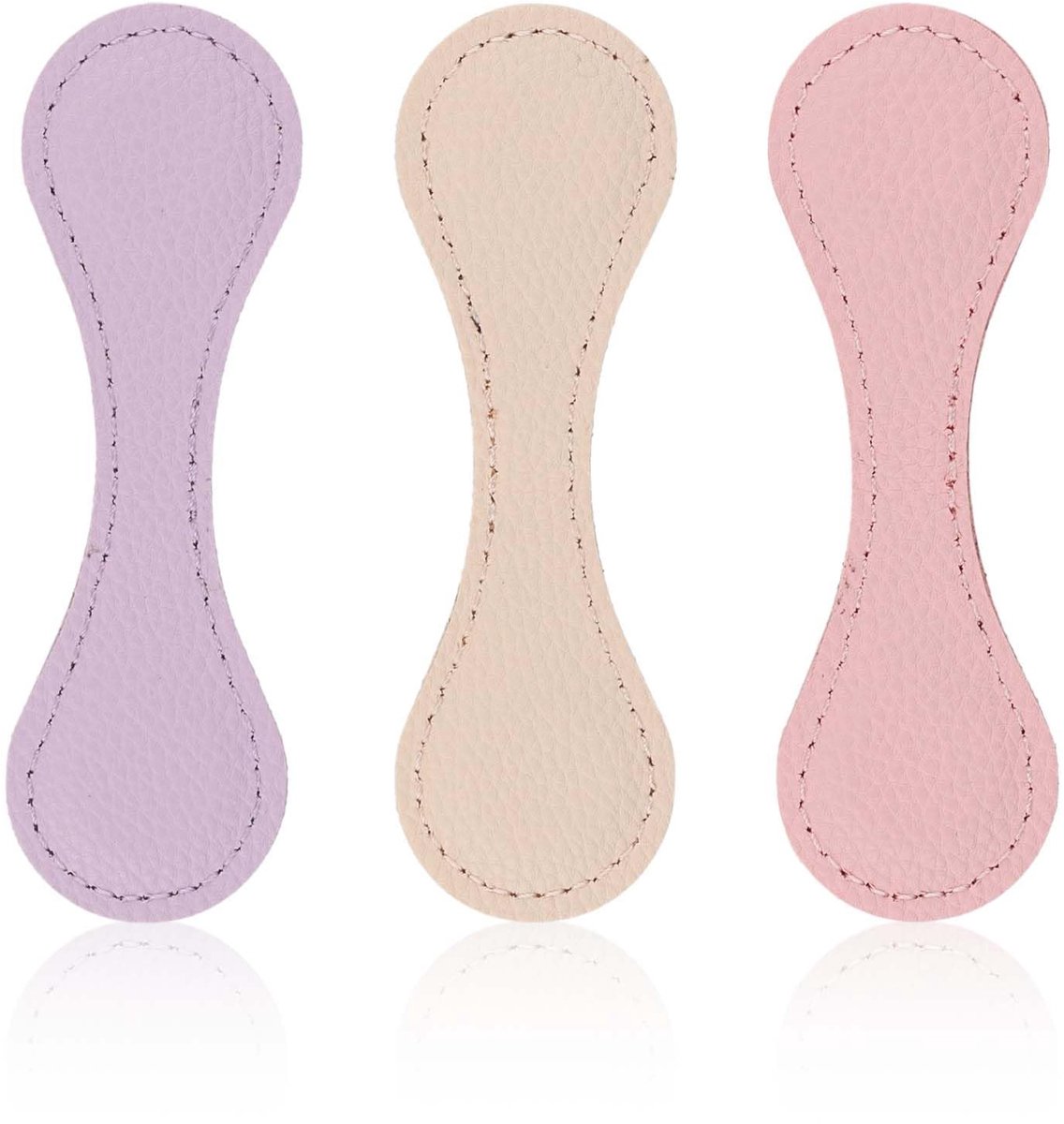 Dailygoods- Bladwijzers 3 Stuks - Lederen Magnetische Bladwijzers - Dubbelzijdig 10x3cm - Sterke Magneten - Cadeau voor Boekenliefhebbers - Kleur: Paars/Wit/Roze - Boekenleggers