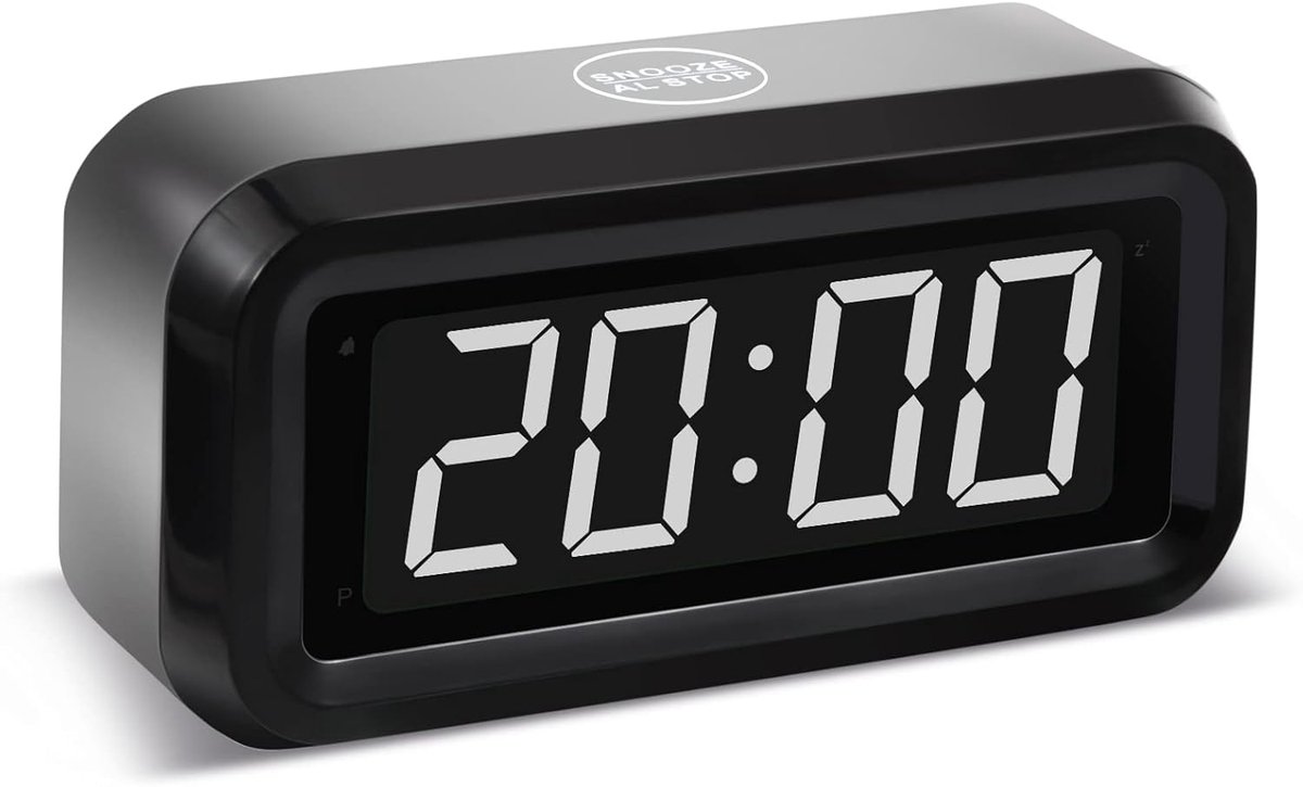 Thijox - Digitale Wekker met Batterij, LED-Display, 12/24 Uur, 3 Helderheidsinstellingen, Ideaal voor Slaapkamer en Camping, Batterijduur tot 12 Maand