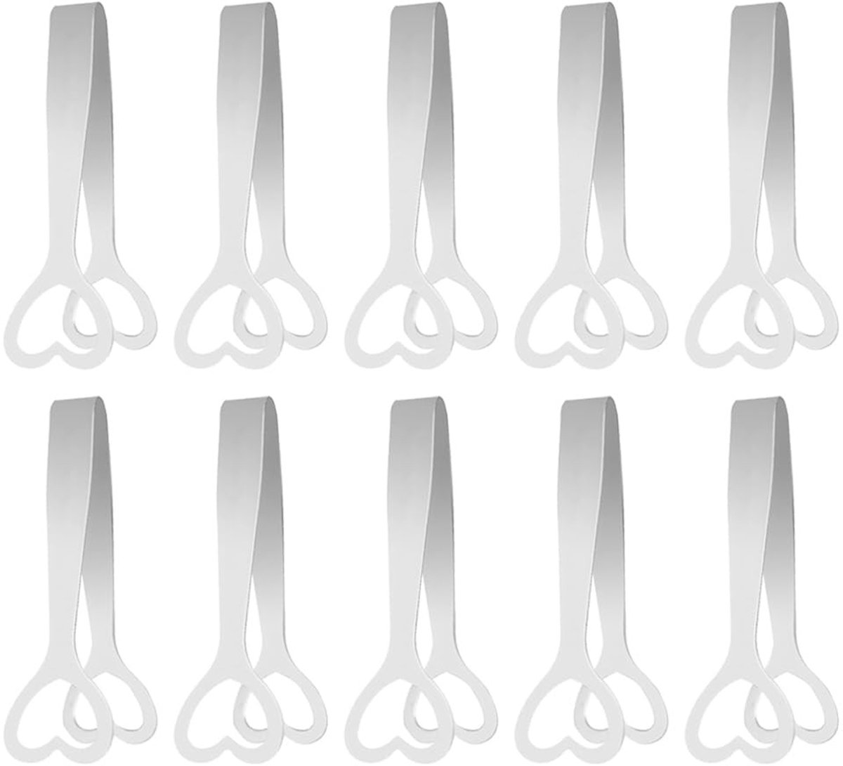 Dailygoods- Suikertangen 10 stuks - Roestvrij Staal - Ergonomisch U-vormig - Hartvormig Ontwerp - Duurzaam - Veilig Gebruik - Serveertang
