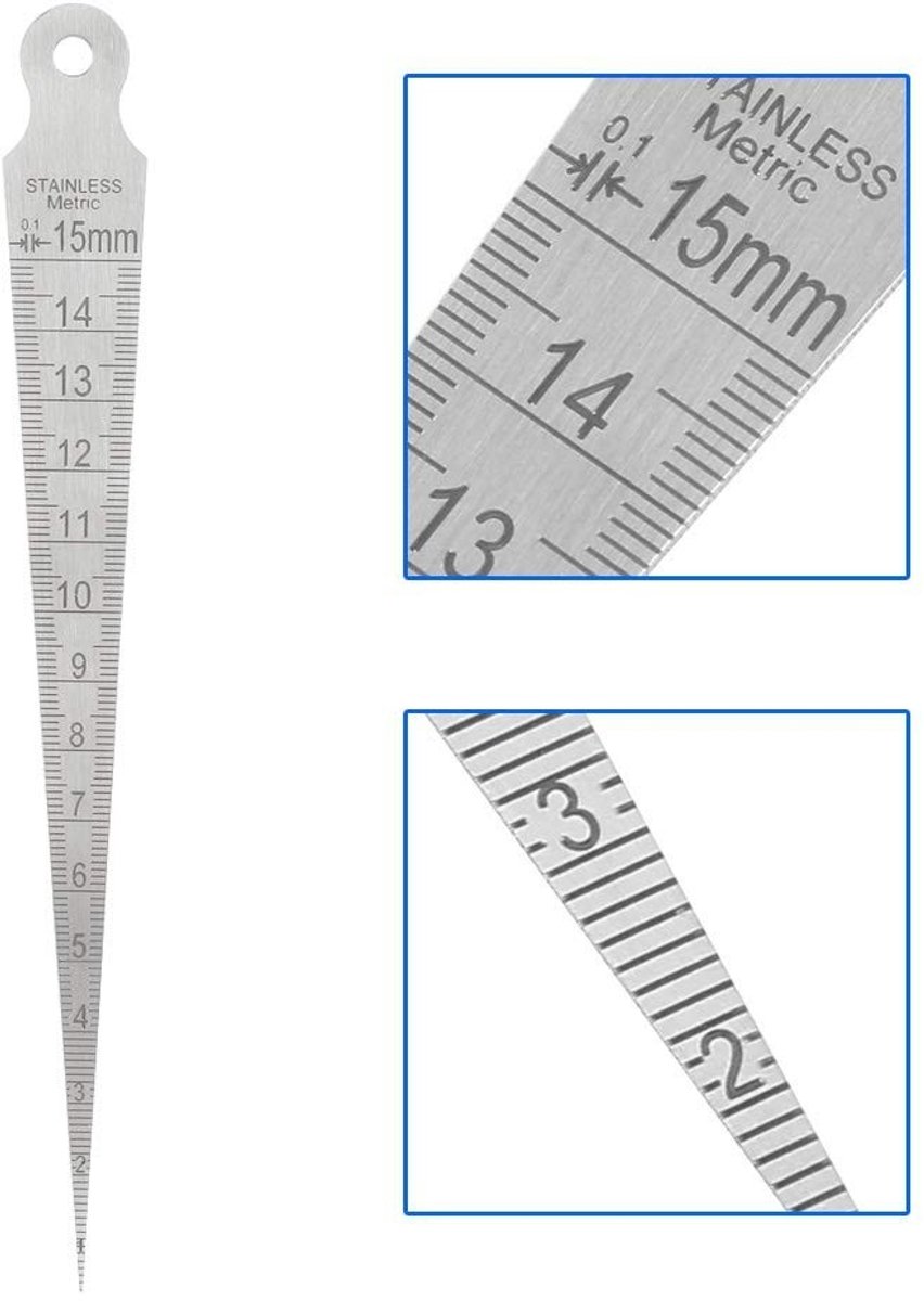 Dailygoods- Voelermeter 0-15 mm - Meetgereedschap - Roestvrij Staal - Kegelmeting - Gatinspectiegereedschap - Draagbaar en Duurzaam - Meetinstrument