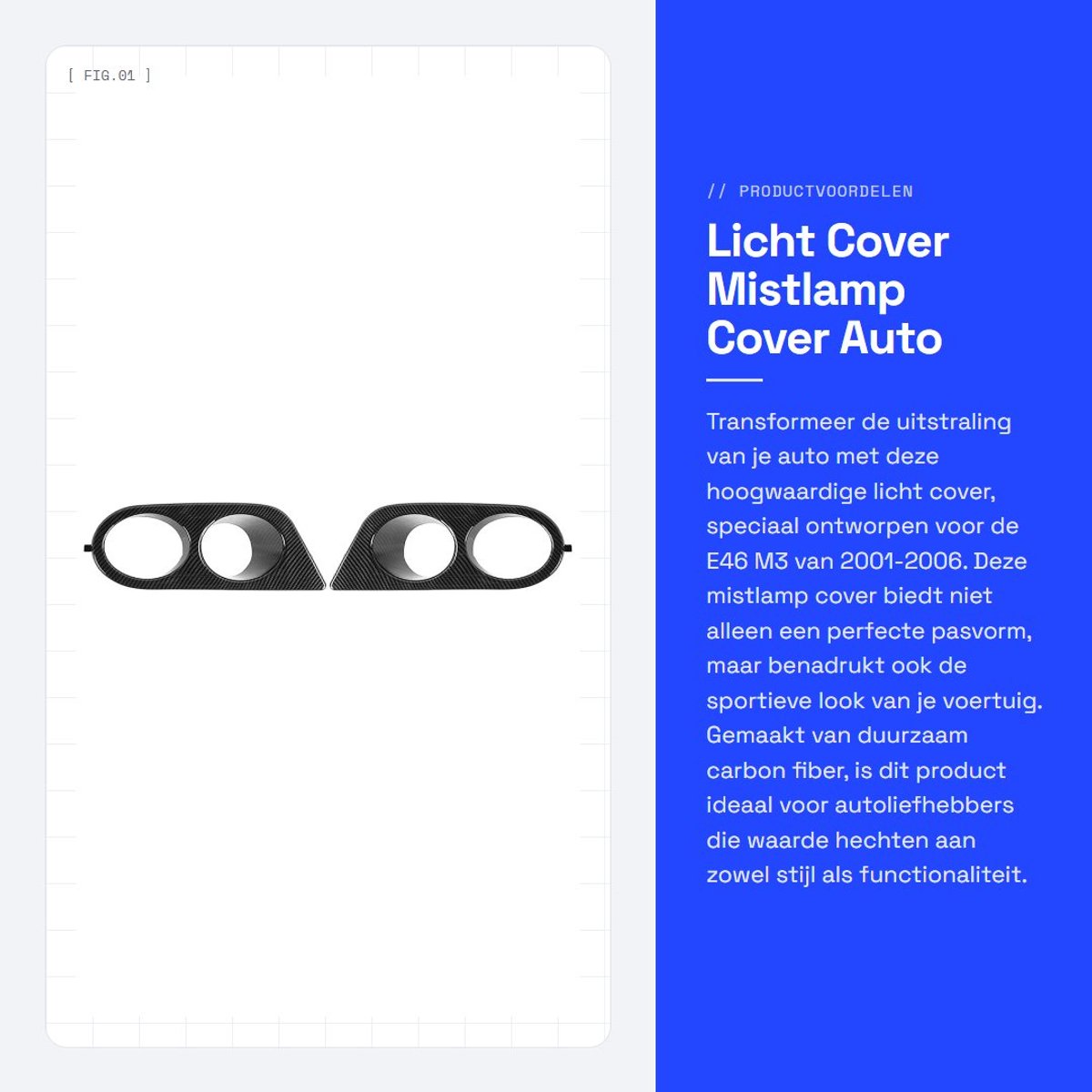 Dailygoods - Licht Cover - Mistlamp Cover Auto - Carbon Fiber - Voor E46 M3 2001-2006 - Bumper Cover - Onderhoud - Auto Accessoire