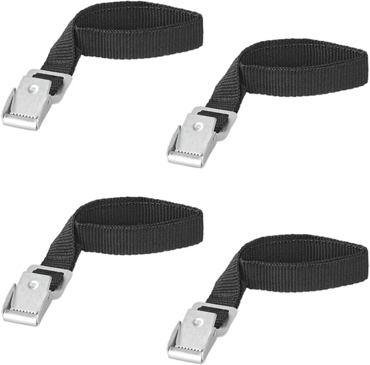 Thijox - Spanbanden met metalen gesp 18 mm - 40 cm Set van 4 Zwart - Ideaal voor Auto, Caravan, Aanhanger, Tuin en Vakantie