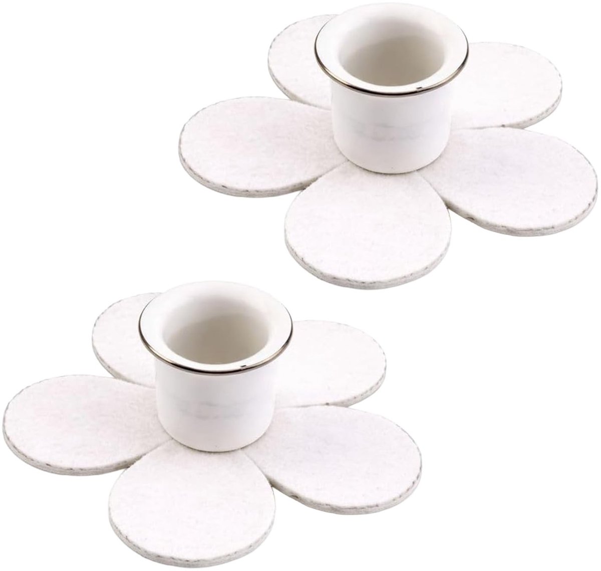 Dailygoods- Kandelaar Bloemvorm - Set van 2 - Metalen Kandelaar - Staafkaarsenhouder Ø2,2 cm - Tafeldecoratie Lente - Duurzaam Design - Kaarsenhouder