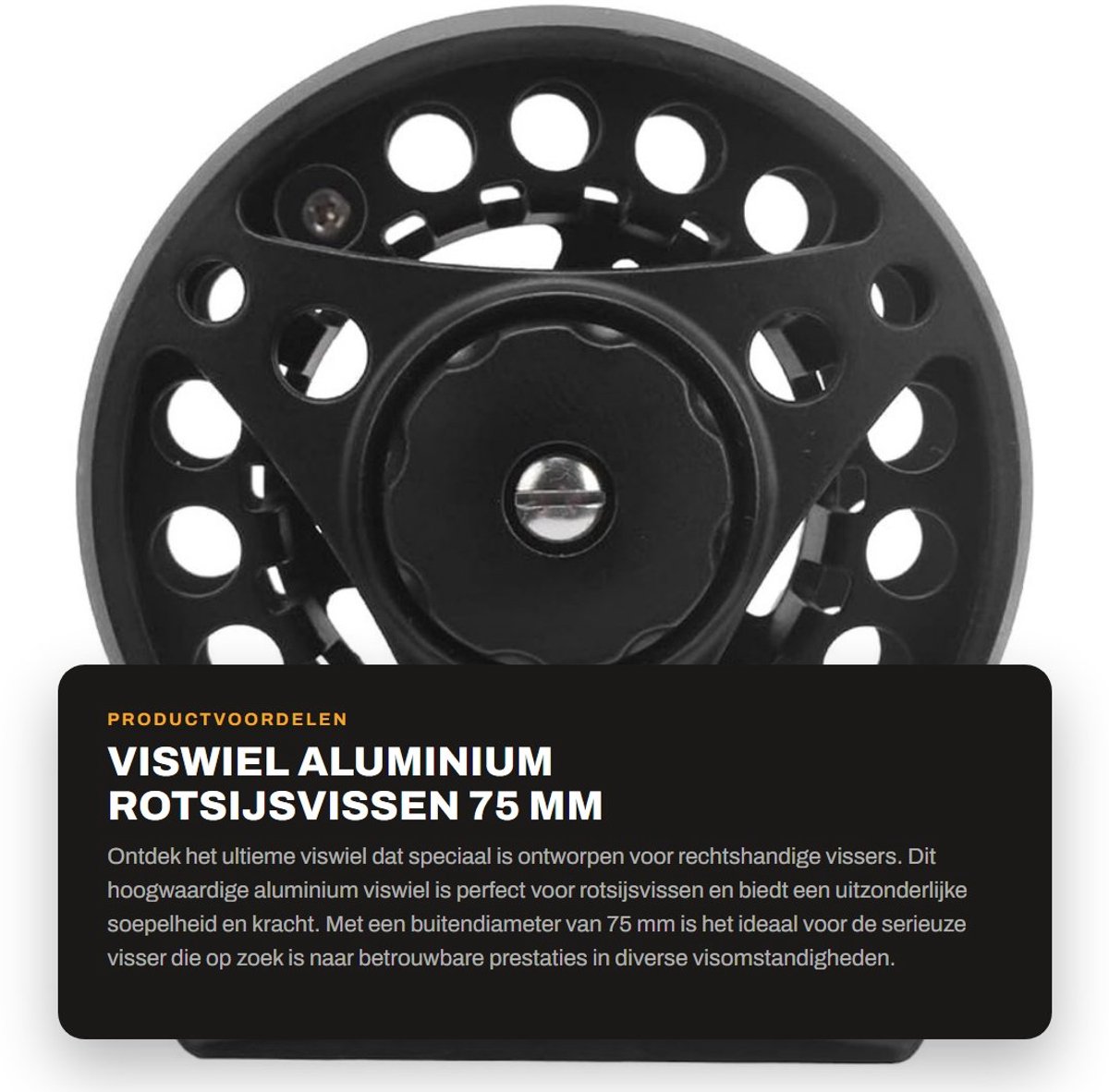 Dailygoods- Viswiel Aluminiumlegering - Rotsijsvissen - 75 Mm Buitendiameter - Gladde Rol - Rechtshandig - Lichtgewicht - Hengel