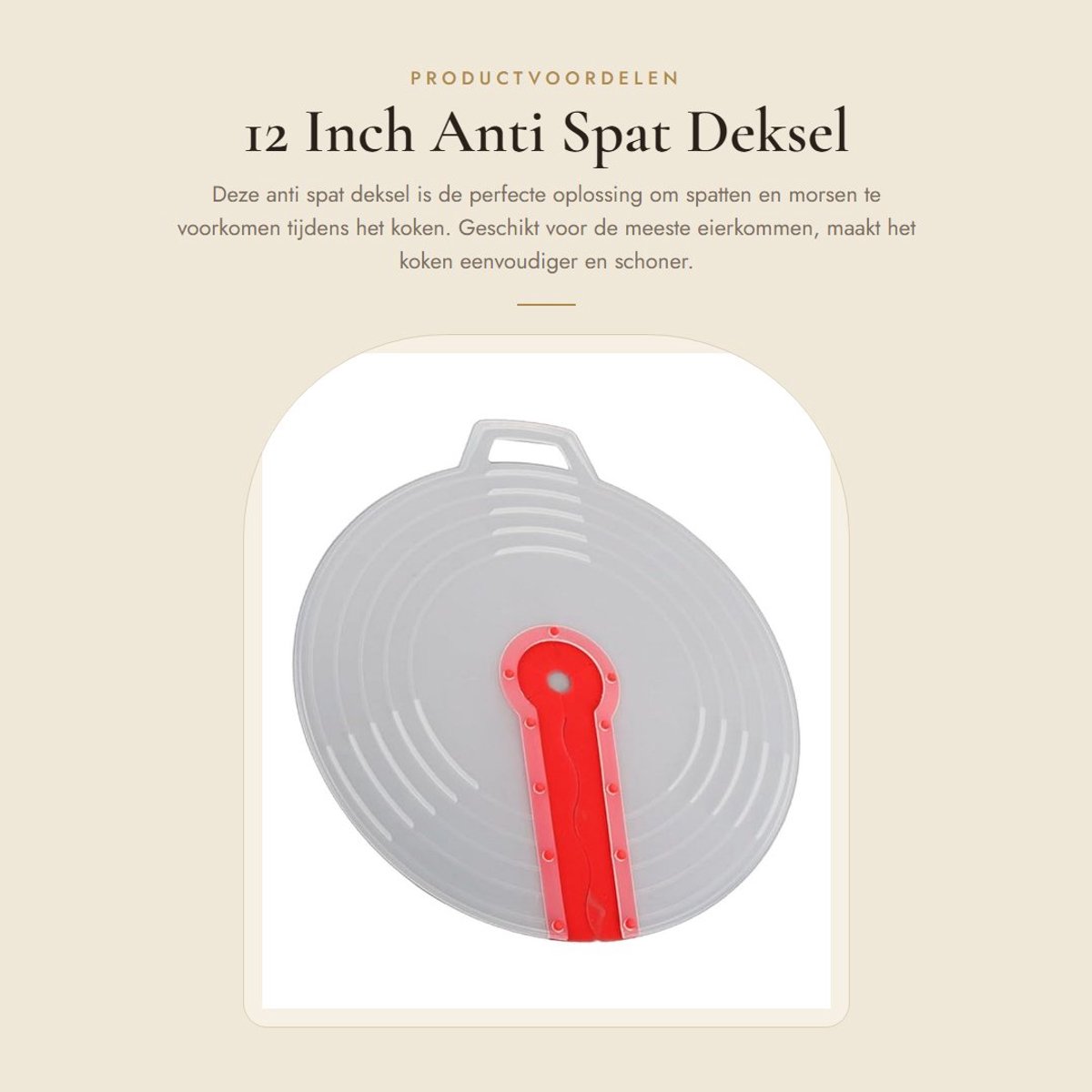 Dailygoods- Splatter Guard 34 cm - Deksel voor Eierkom - Antispat Deksel - Keuken Tool - Hoogwaardig Materiaal - Veilig en Geurloos