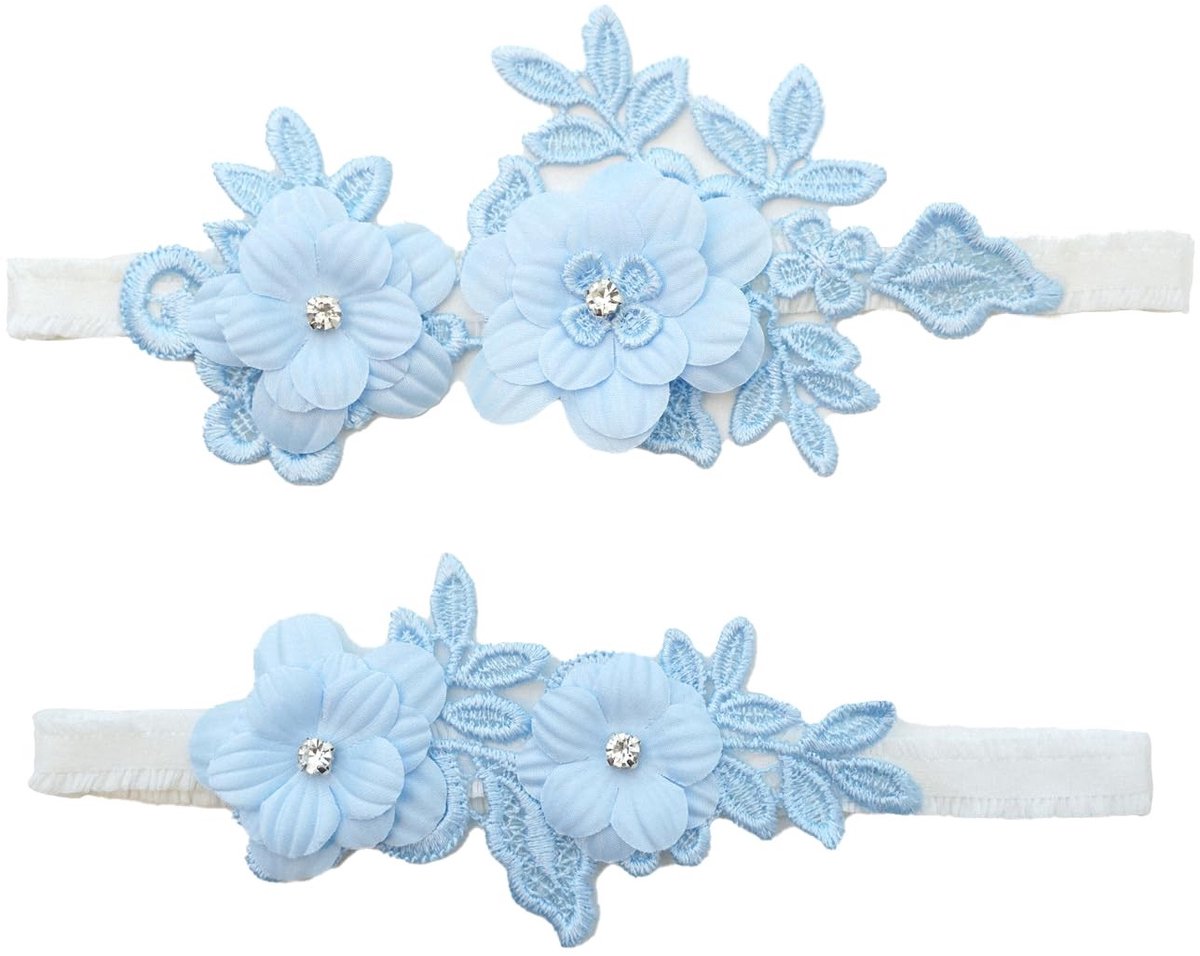SPHProducts - Bruidskousenband - Kanten Kousenbanden - Sexy Bruidsaccessoires - Blauw - Perfect voor Bruiloft - Geschikt voor Beenomtrek 40-60 cm