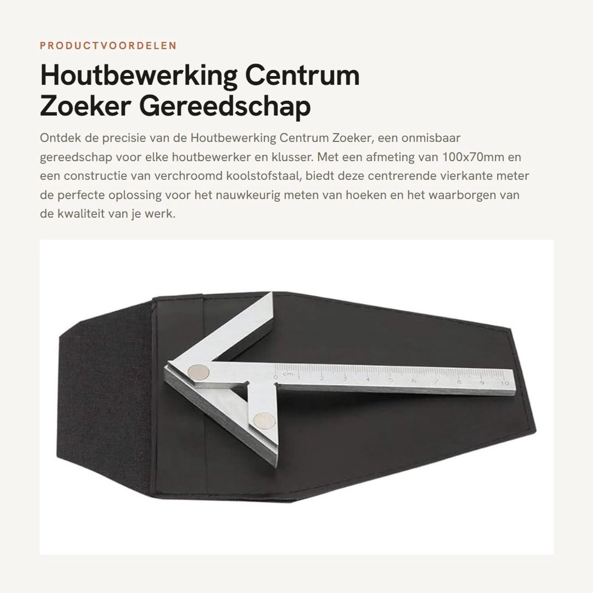Dailygoods- Centrum Zoeker 100x70mm - Koolstofstaal - Verchroomd - Hoge Meetnauwkeurigheid - Praktisch Meetgereedschap - Tijdbesparend