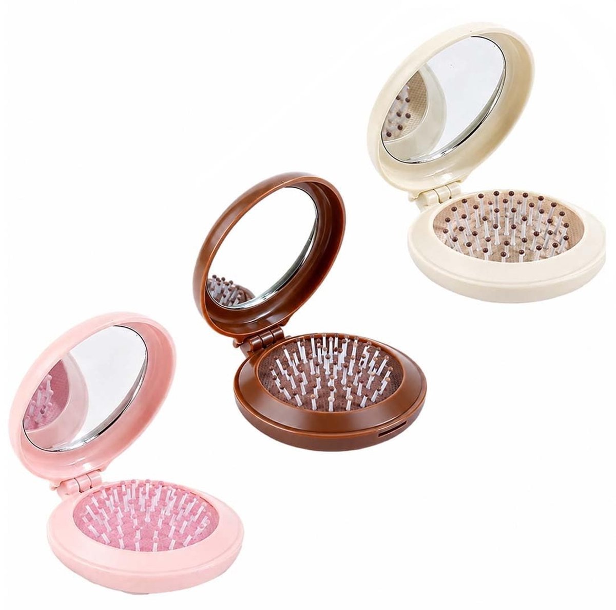Dailygoods- Haarborstel Opvouwbaar - Mini/Ronde Haarborstel - Reisborstel - Antiklit - Draagbare Haarborstel - Creatief Kleurontwerp