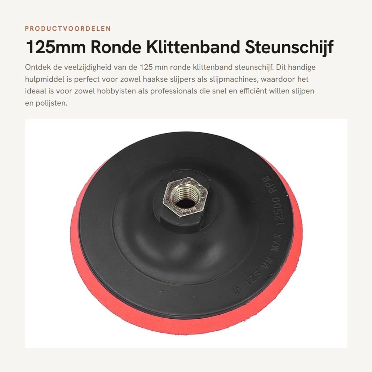 Dailygoods- Schuurschijf 125mm - Ronde Klittenband Steunschijf - Excentrische Schuurschijf - Polijsten/Slijpen - Stabiele Prestaties - Veilige Hechting