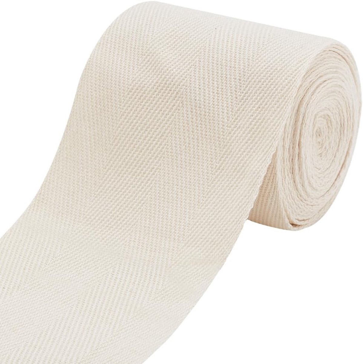 5m x 80mm Katoenen Twill Tape Ribbons, Witte Haringbeen Bias Tape voor Naaiwerk, DIY Projecten en Vloerkleeddecoratie