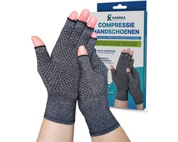 KANGKA® Reuma Therapeutische Handschoenen Maat S - Compressie Handschoenen voor Artrose, Reuma, Artritis, RSI, CTS - Reuma Handschoenen voor Dames en Heren - Grijs