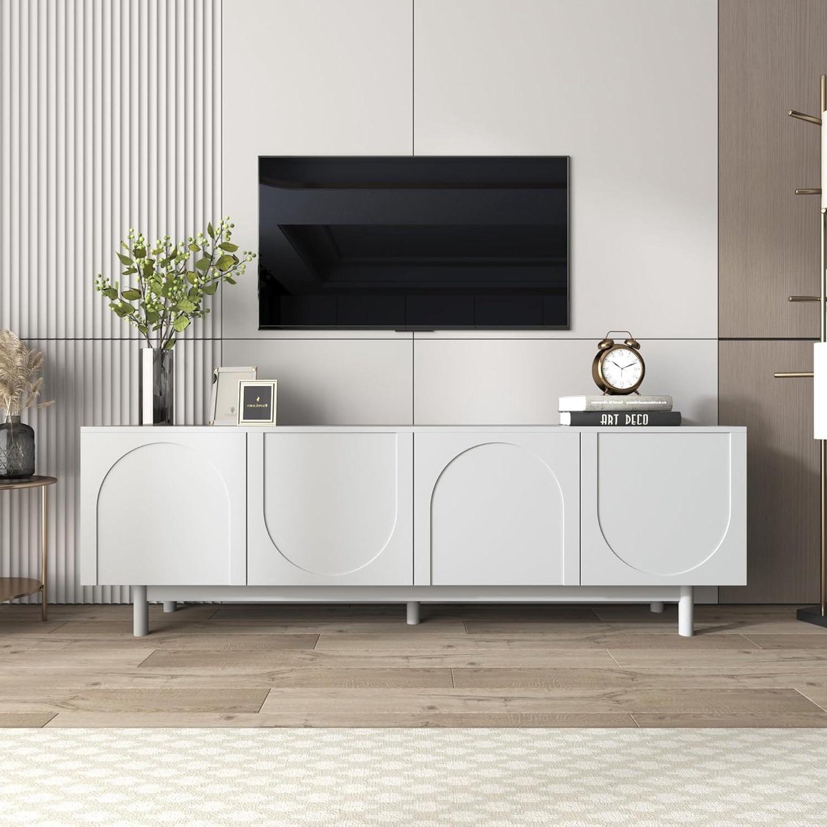 Tv-meubel - Media kast - Opbergen - Push-to-open deuren - 175 cm breed - Wit