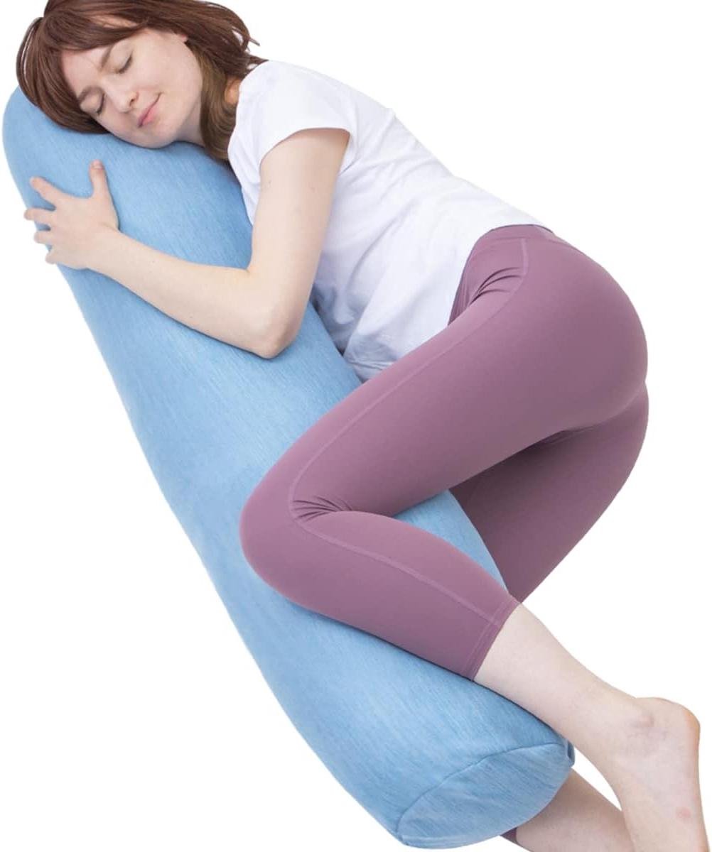 Lichaamskussen - Steunkussen Rol - Ontspanning en Comfort - Ademende Koelhoes - 120 cm - Blauw