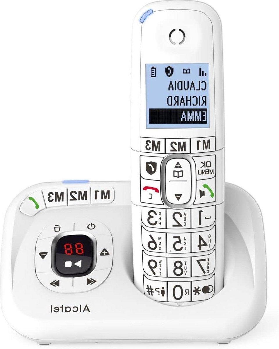 Draadloze Vaste Telefoon - Huistelefoon met Antwoordapparaat - Thuis Bellen - Groot Verlicht Display - XL Hoorn - Wit