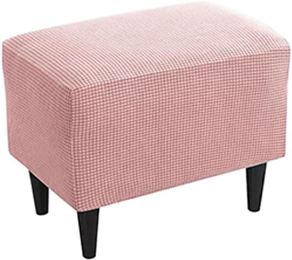 Ottomaanse hoes - Voetenbankhoes stretch - Meubels beschermen - Geruit jacquard design - Rechthoekig - Roze
