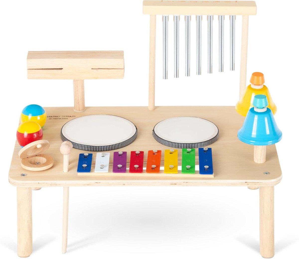 Muziektafel Kinderen - Percussie Set - Muzikaal Spelen - 12 Instrumenten - 45.5 x 30.7 cm - Houtkleur