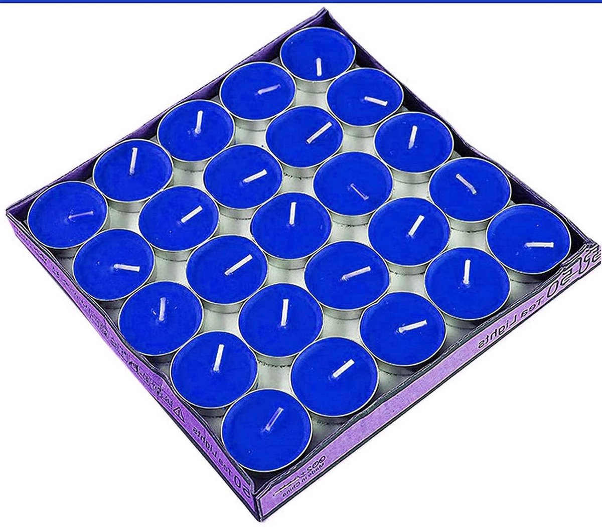 Theelichtjes Kaarsen - Geurloze Wax - Sfeer Creëren - Rookloos Dripless - 50 Stuks - Blauw