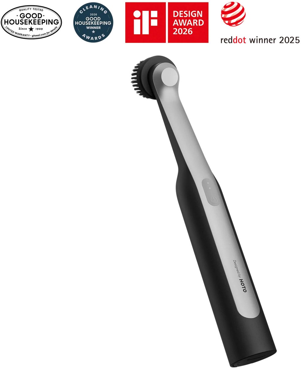 HOTO Wand Cordless Spin Scrubber – Draadloze roterende schrobborstel – Elektrische reinigingsborstel – 12 borstelkoppen – Batterijduur 210 min – Waterdicht IPX7 – Dubbele snelheid – Reiniger voor badkamer en keuken