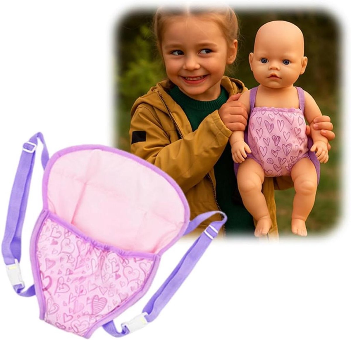 Poppen Draagzak - Poppen Accessoires - Poppen Verzorgen - Verstelbare Bandjes - Tot 18 Inch - Multi